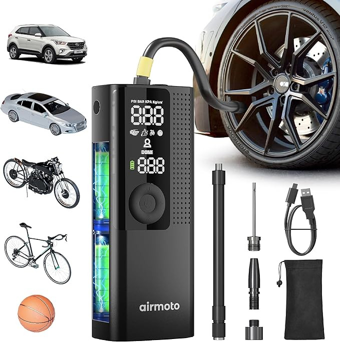 Airmoto Tire Inflator Portable Air Compressor - Air Pump for Car Tires with Digital Pressure Gaug... | Amazon (US)