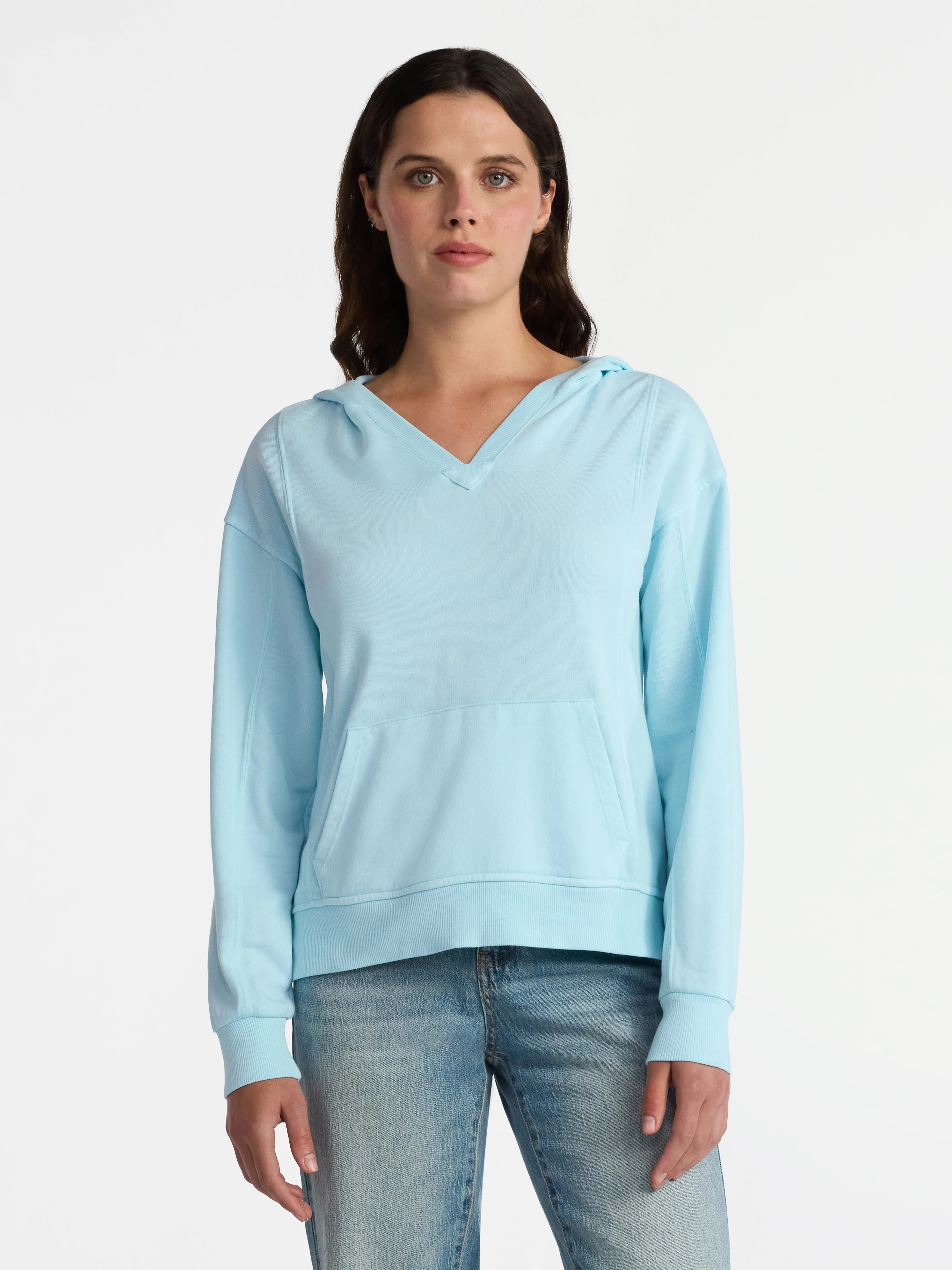Time and Tru Women's Split Neck Hoodie, Sizes XS-3XL | Walmart (US)
