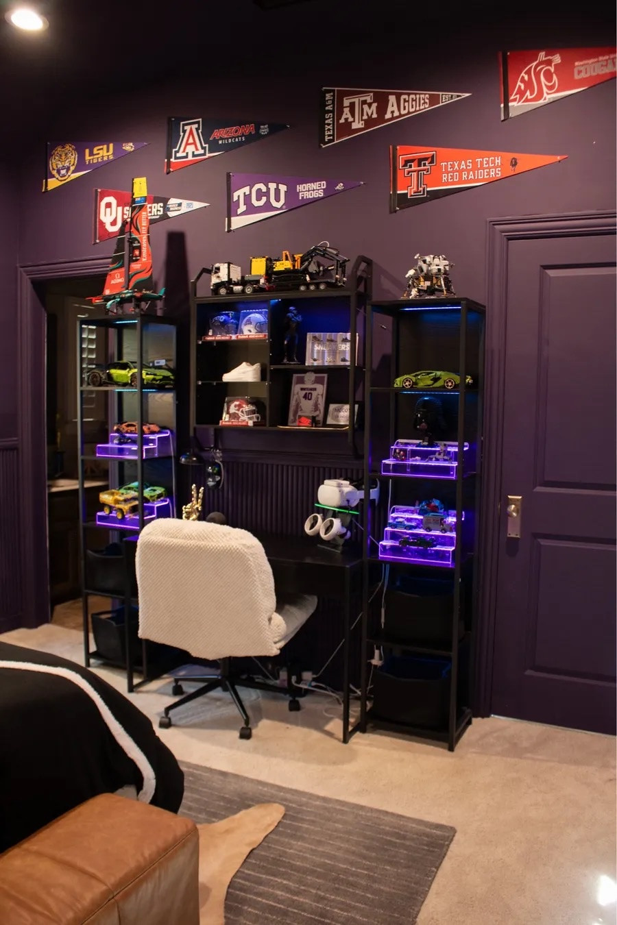 Teen boy room inspiration that feels cool without trying too hard. The dark color palette, bold wall art and layered bedding make this such a fun space.

#LTKSeasonal #LTKHome #LTKKids