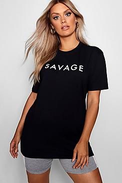 Plus Savage Slogan Tshirt | Boohoo.com (US & CA)