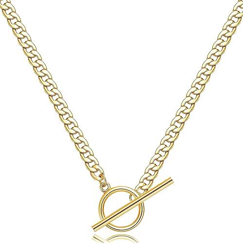 CHESKY Gold Layered Necklaces for Women, 14K Dainty Gold Chain Necklace Women Trendy Cuban Link P... | Amazon (US)