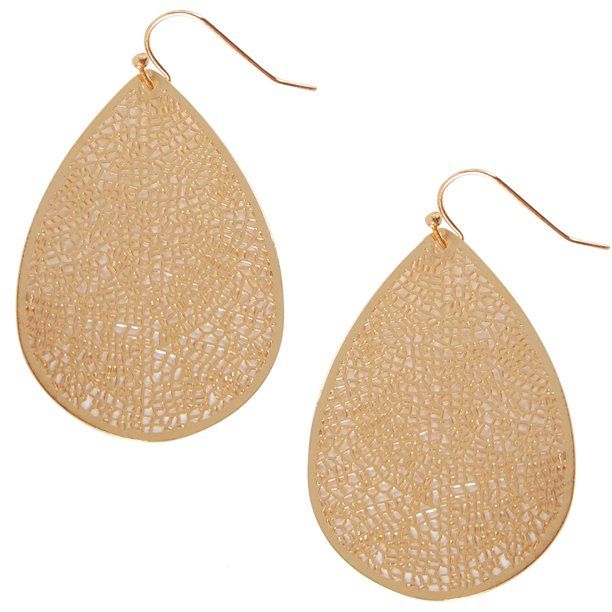 Humble Chic Leaf Dangle Earrings - Statement Filigree Drops, Gold-Tone | Walmart (US)