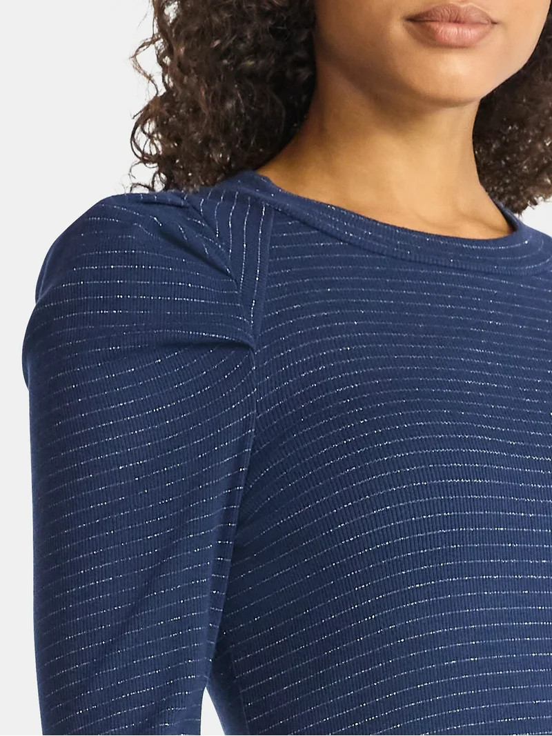 Time and Tru Women's Top with Long Puff Sleeves, Size XS-XXXL | Walmart (US)