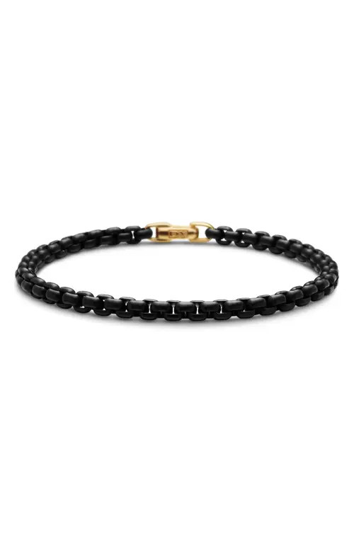 David Yurman Bel Aire Chain Bracelet in Black with 14K Yellow Gold Accent, 4mm in Gold/Black Steel at Nordstrom, Size Medium | Nordstrom