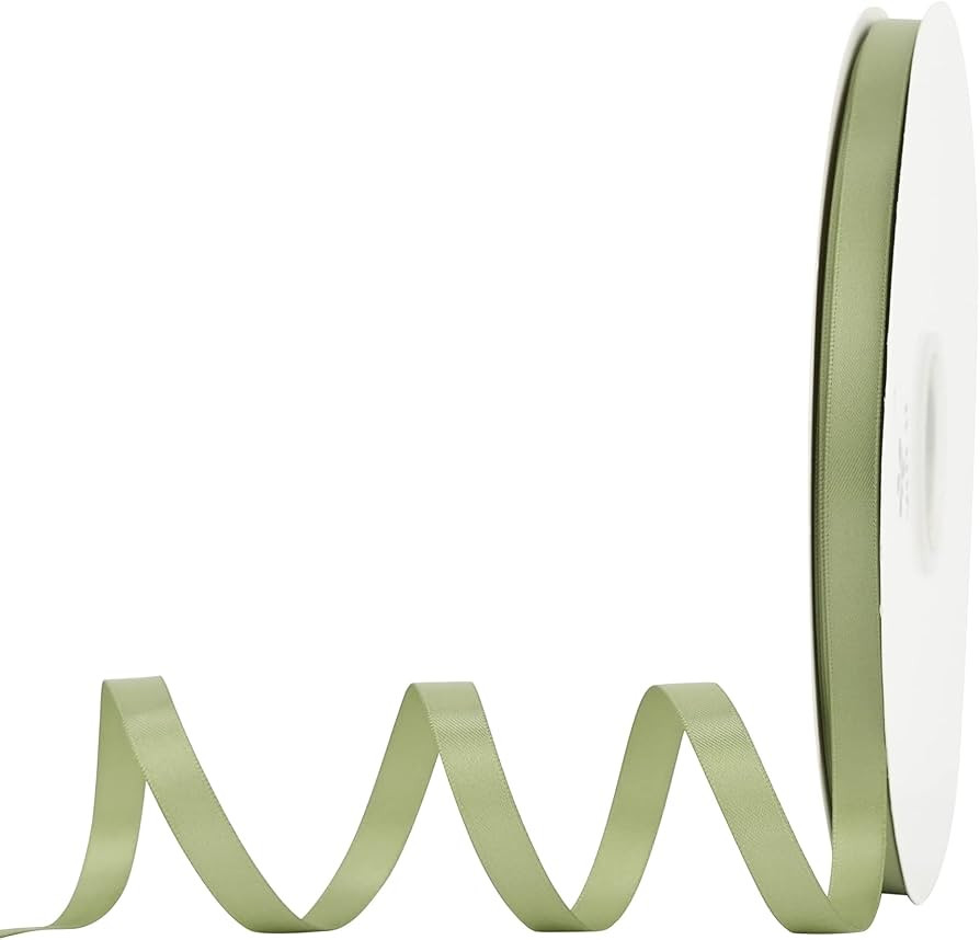 MEEDEE Olive Green Ribbon 3/8 Inch Double Faced Satin Ribbon 100 Yards Bulk Thin Green Ribbon for... | Amazon (US)