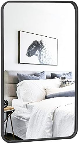 ZenStyle Black Metal Framed Rectangular Wall Mirror 24" x 36" Bathroom Mirror with Peaked Trim fo... | Amazon (US)