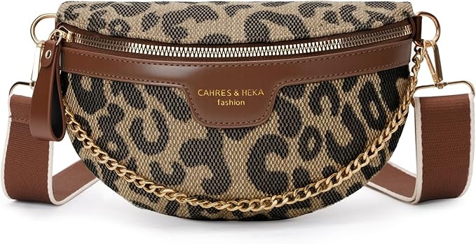 Crossbody Bags for Women Fanny Packs Chest Leopard Belt Bum Bags Sling Purses for Women Purse Wai... | Amazon (US)