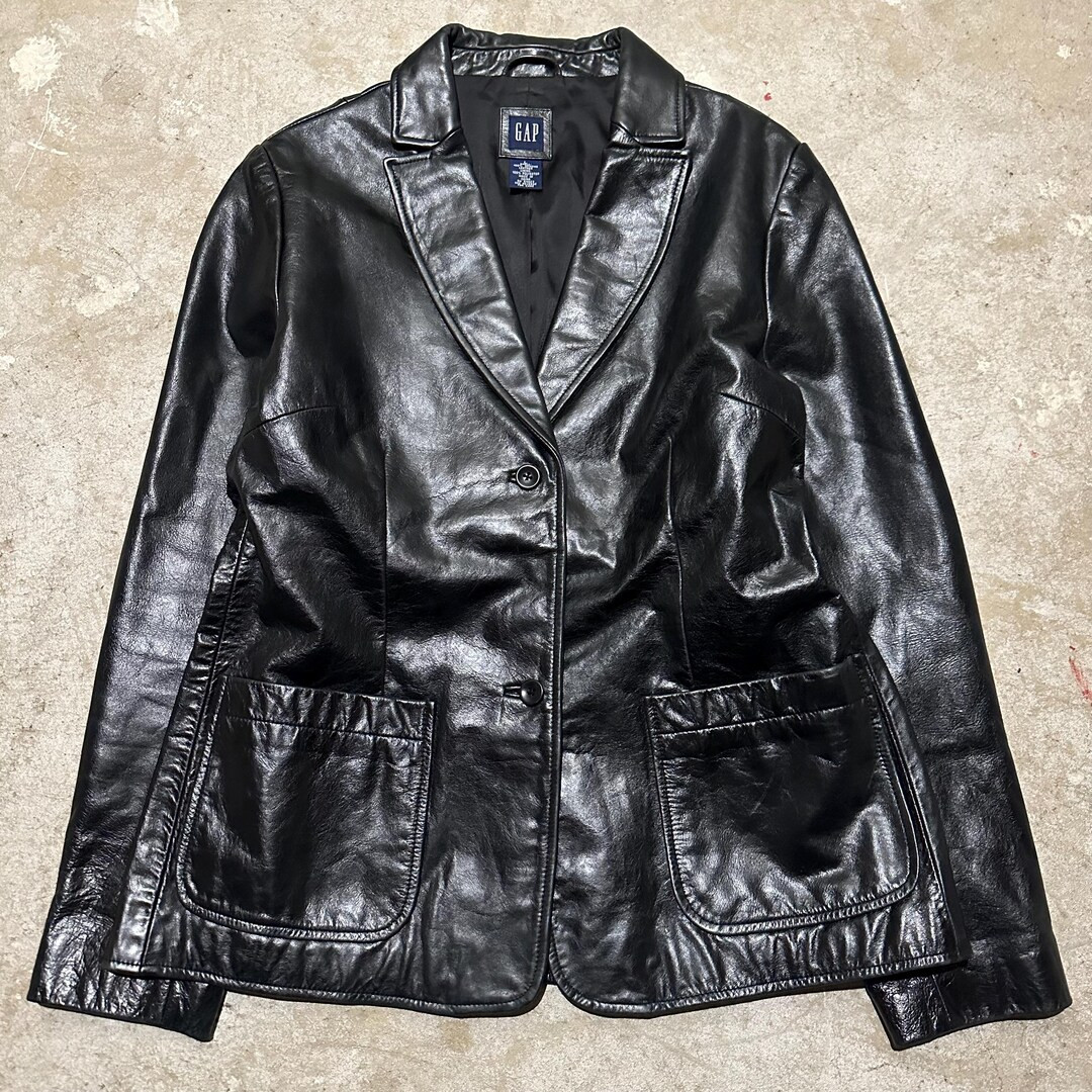 Vintage 90s Gap Leather Blazer: Women's Black Goth Jacket (size Large) - Etsy Canada | Etsy (US)