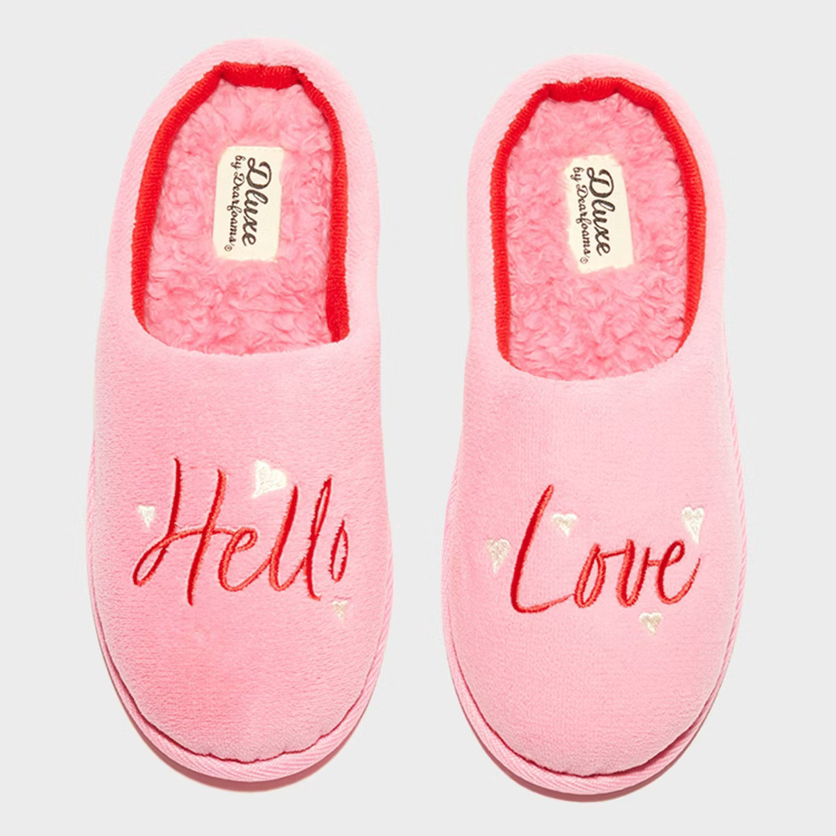dluxe by dearfoams Women's Hello Love Slide Slippers - Pink S | Target