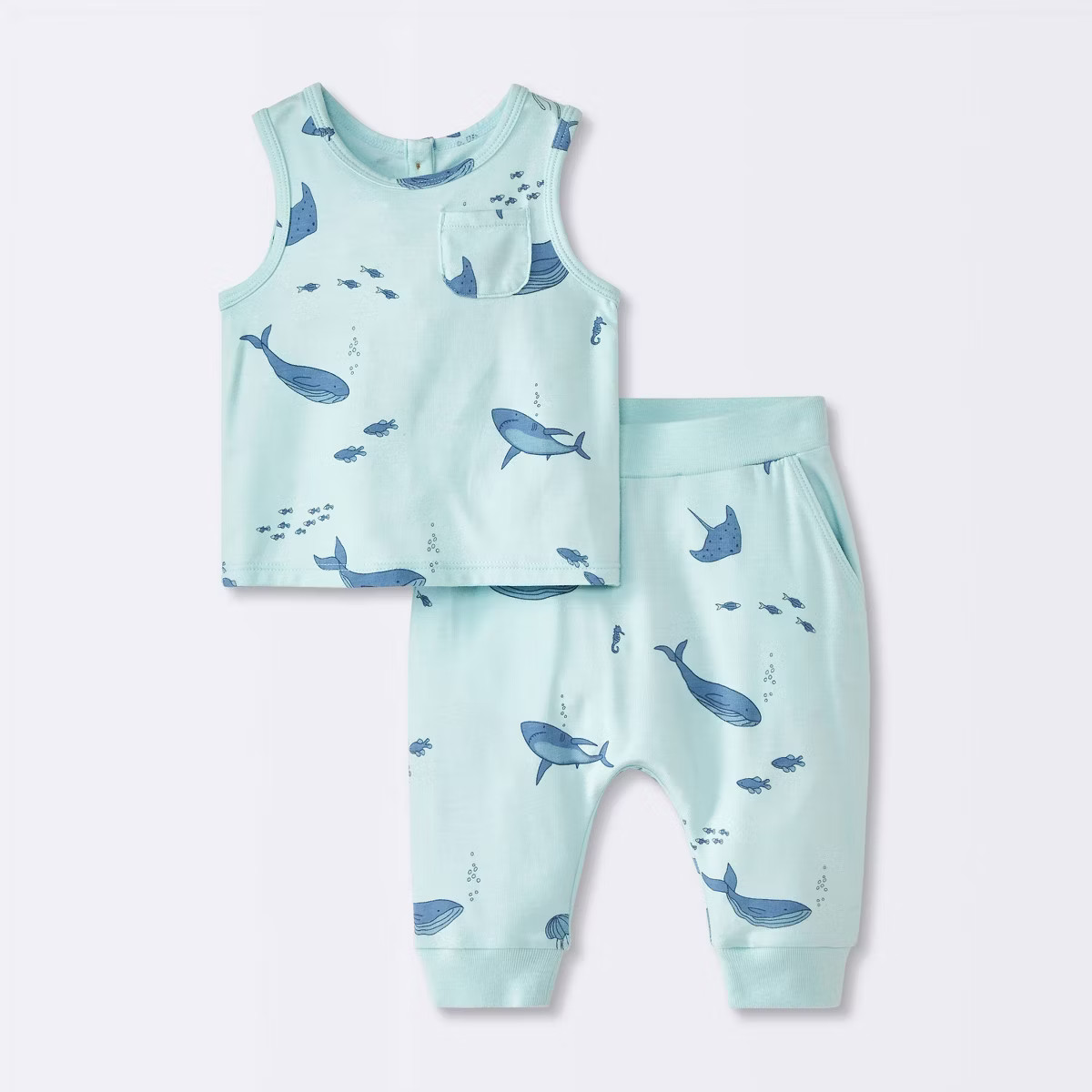 Baby Boys' Whale Printed Tank Top & Pants Set - Cloud Island™ Blue | Target
