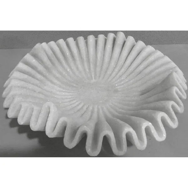 Lily's Living White Marble Curly Bowl, 12 Inch Long - Overstock - 30735435 | Bed Bath & Beyond