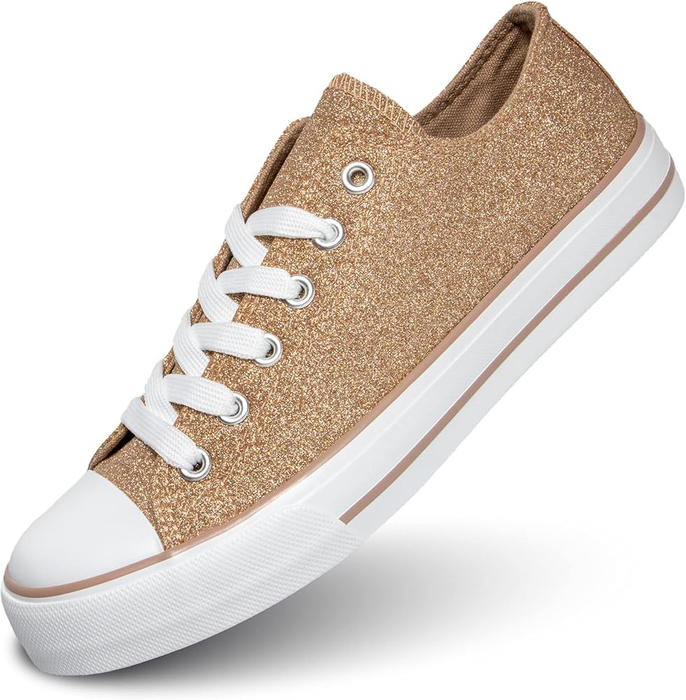 SHCRTK Womens Shoes Low Top Lace Up Canvas Sneakers Casual Fashion Running Lightweight Breathable... | Amazon (US)