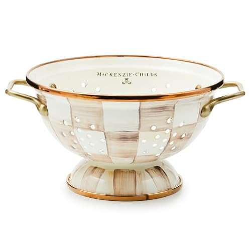 MACKENZIE-CHILDS Enamel Colander, Decorative Kitchen Strainer, Large, Brown-and-White Mocha Check | Amazon (US)