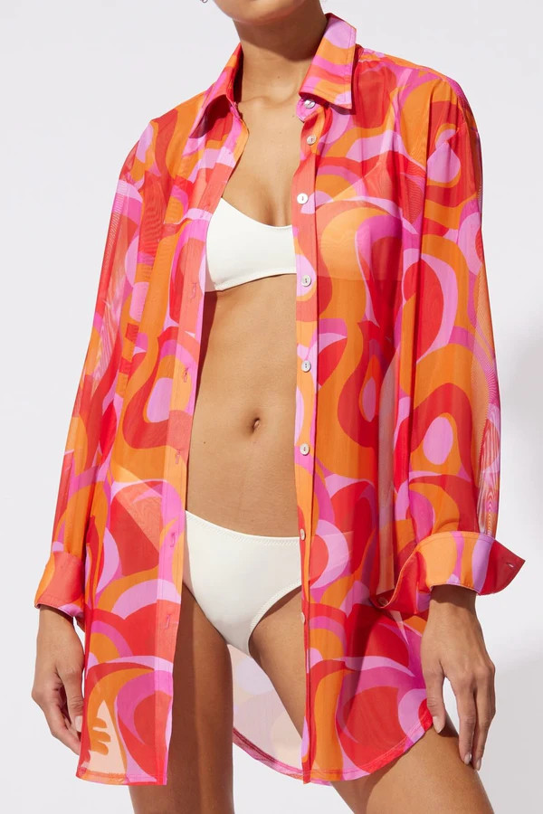 The Dallas Tunic Cherry Multi Optic Swirl | Solid & Striped