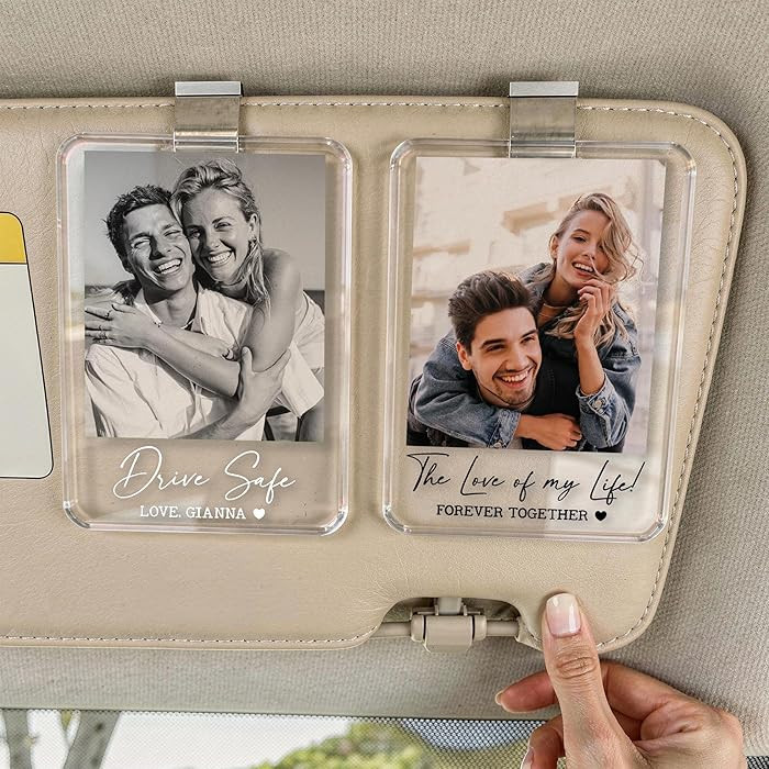 Personalized Couple Photo Car Visor Clip, Custom Car Photo Frame, Drive Safe I Love You, Valentin... | Amazon (US)