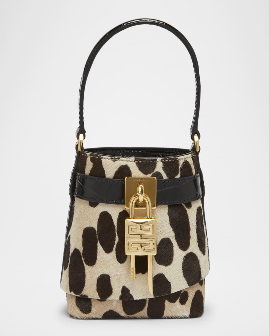 Shark Micro Lock Bucket Bag in Leopard Calf Hair | Neiman Marcus