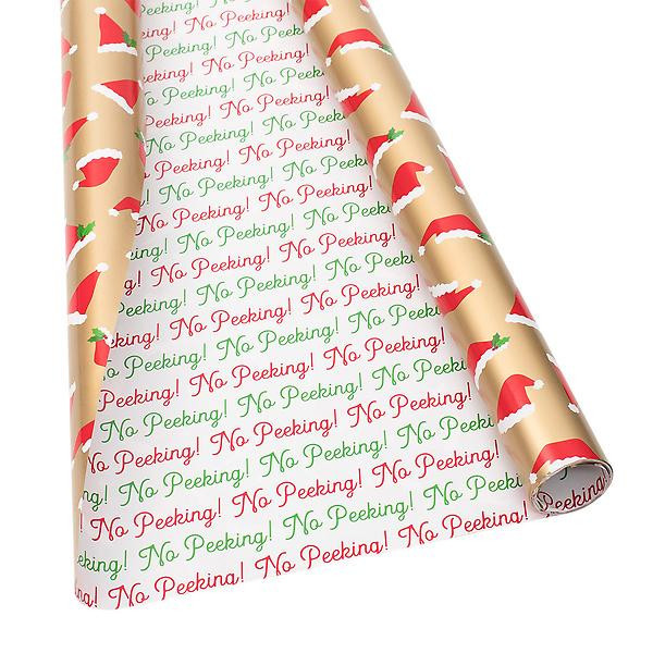 Caspari Santa Hats No Peeking Wrapping Paper | The Container Store