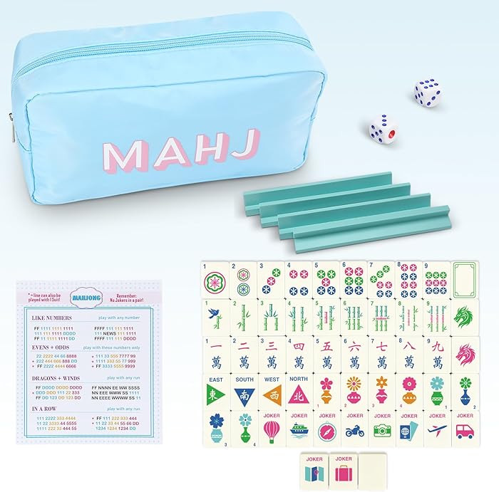 Soulchen Mini American Mahjong Tile Set Include 160 0.8 Inch Mahjong Tiles 2 Dice 4 Wooden Rulers... | Amazon (US)