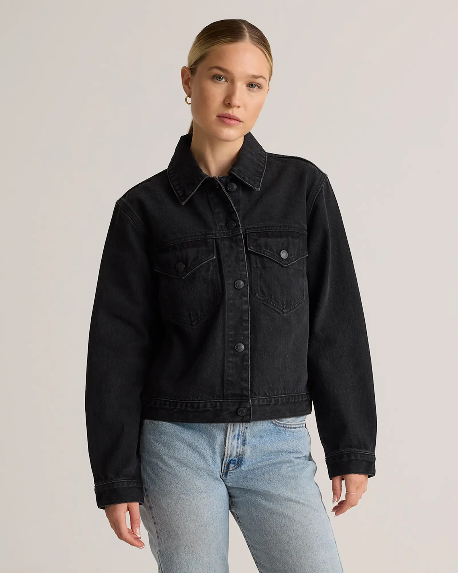100% Organic Cotton Cropped Denim Jacket | Quince