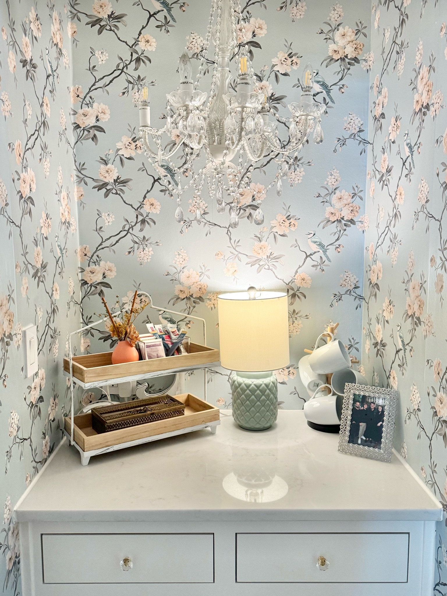 If you haven’t caught on yet, anything light blue is my absolute favorite when I saw this wallpaper my jaw dropped, and I knew I needed it somewhere. My home immediately this little guest suite was the perfect area for this wallpaper and created such a cozy entrance when I have you staying over! 

#LTKFamily #LTKHome