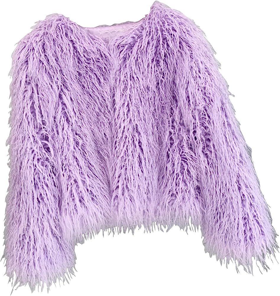 foefaik Winter Fluffy Faux Fur Coat foefaik Women's Shaggy Jacket Long Sleeve Outwear | Amazon (US)