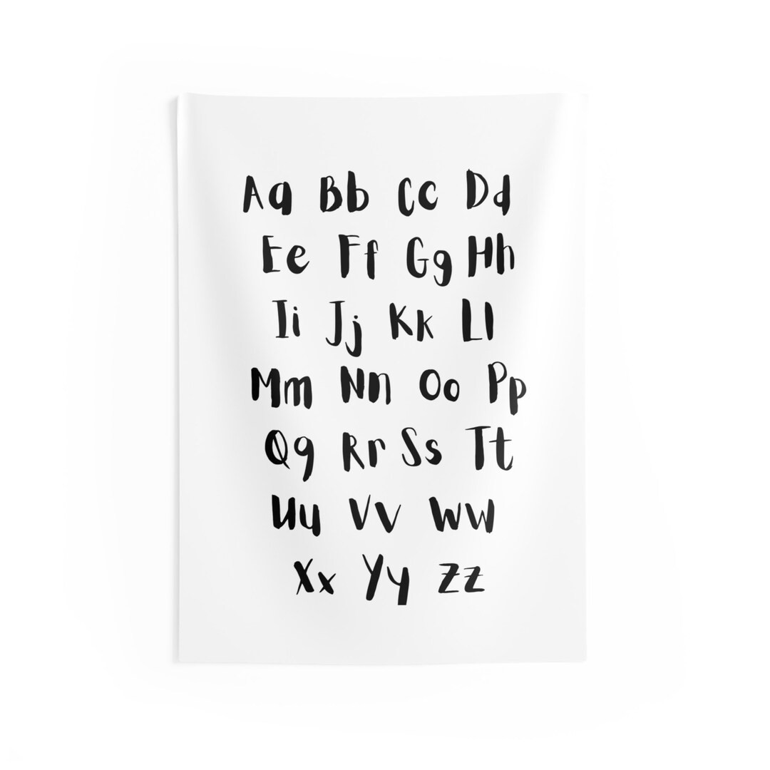 Black and White ABC Indoor Wall Tapestry, Playroom Decor, Playroom Wall Banner - Etsy | Etsy (US)