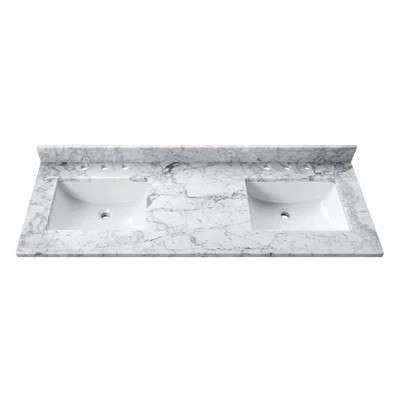 73" Double Bathroom Vanity Top in Marble with Sink | Wayfair North America