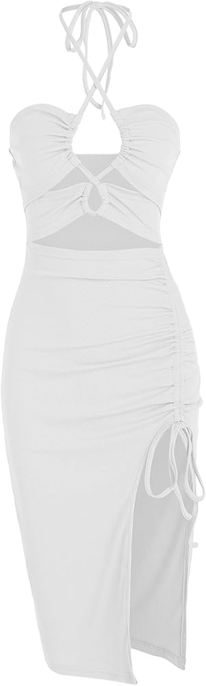 ZAFUL Women's Sleeveless Dress Sex Midi Halter Dresses Criss Cross Cami Womens Dresses Dress for ... | Amazon (US)