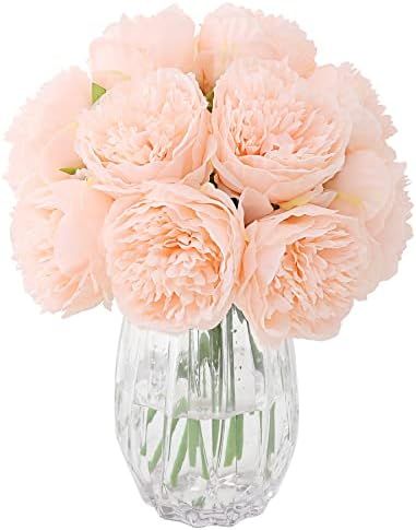 Decpro 2 Bunches Artificial Peonies, 10 Heads Silk Peony Fake Flower for Wedding Home Office Part... | Amazon (US)
