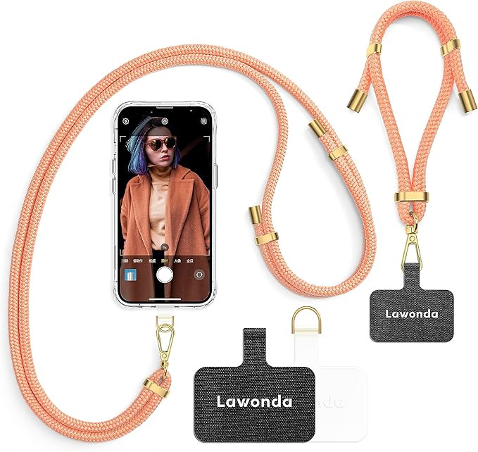 Lawonda 2 Pads Phone Lanyard Adjustable Crossbody Cell Phone Neck Strap + Universal Mobile Phone ... | Amazon (US)
