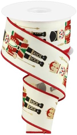 RG Ribbon Nutcracker Print 2.5" Inch x 10 Yards, Wired Edges - Ivory, Red, Gold, Multi - for Chri... | Amazon (US)