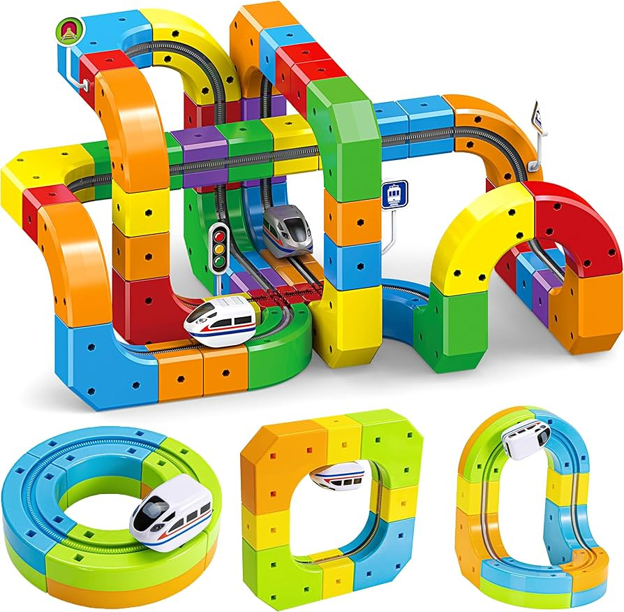 Electric Train Set for Kids Ages 3-8 - Modular 3D Flexible Race Track Building Toy with Gravity-D... | Amazon (US)
