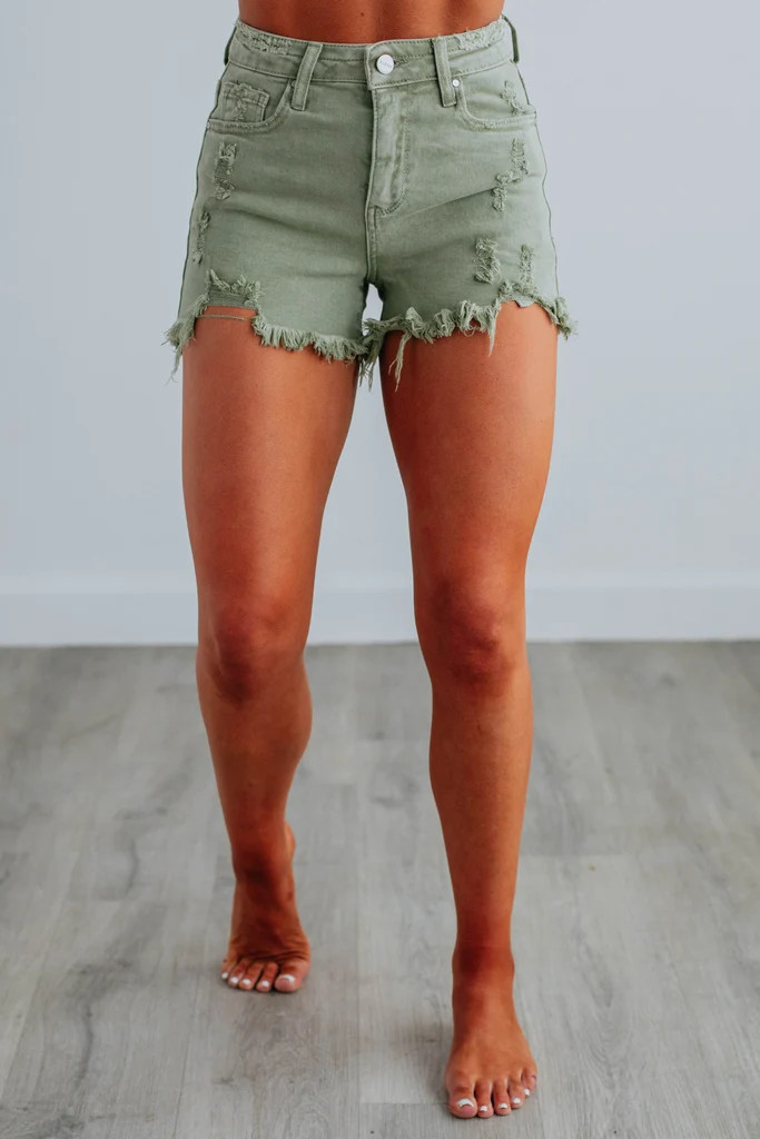 Mae Risen Shorts - Olive | Wild Oak Boutique