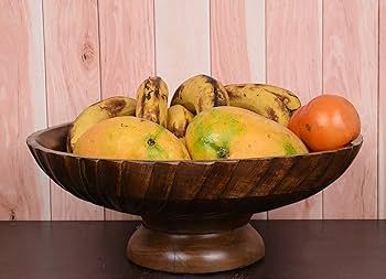 EDHAS Mango Wood Decorative Wooden Bowl Hand Carved Home Decor for Dining Table Center, Living Ro... | Amazon (UK)