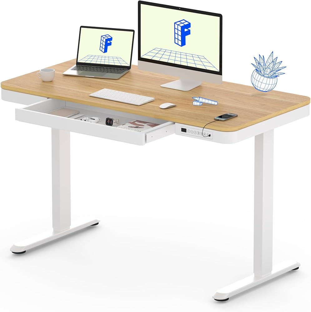 FLEXISPOT Comhar Electric Standing Desk with Drawers Charging USB Port, Height Adjustable 48" Who... | Amazon (US)