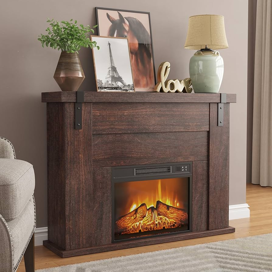 46" Fireplace Mantel Cabinet, 34.7 inches Tall Includes 23" Freestanding 1400W Electric Fireplace... | Amazon (US)