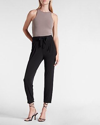 Mid Rise Sash Tie Paperbag Ankle Pant | Express