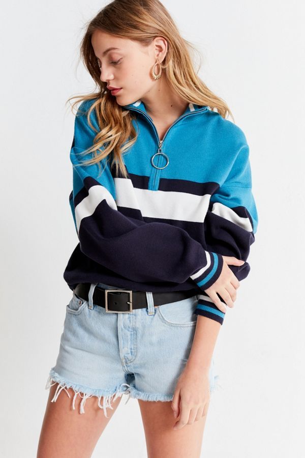 UO Oversized Striped Half-Zip Sweater | Urban Outfitters (US and RoW)