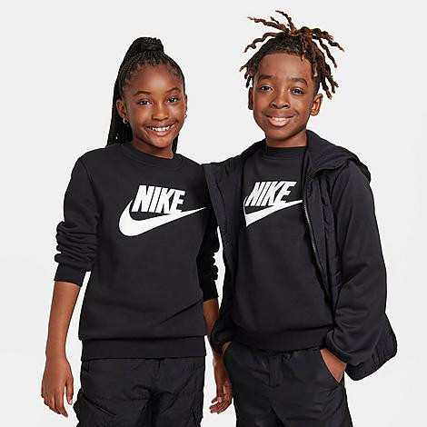 Nike Big Kids Sportswear Club Fleece Crewneck Sweatshirt in Black/White Size: Medium | Finish Line (US)