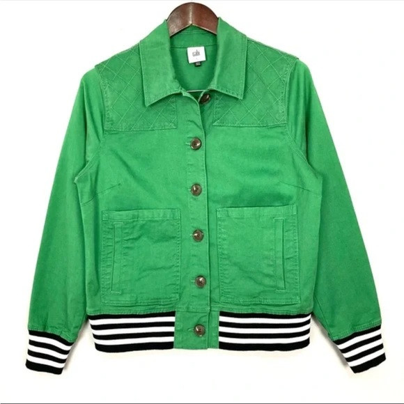 CAbi 5852 Green Bomber Jacket Size Small In EUC | Poshmark