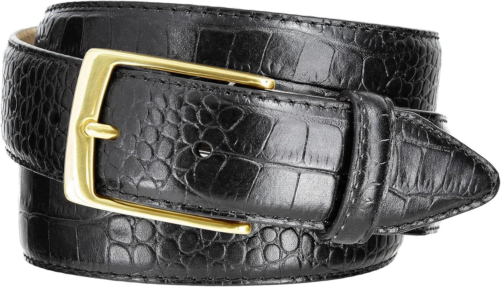 Italian Calfskin Dress Belt Gold Buckle 1-3/8''(35mm) Wide, 1"(25mm) Wide, Multi-Style Options | Amazon (US)