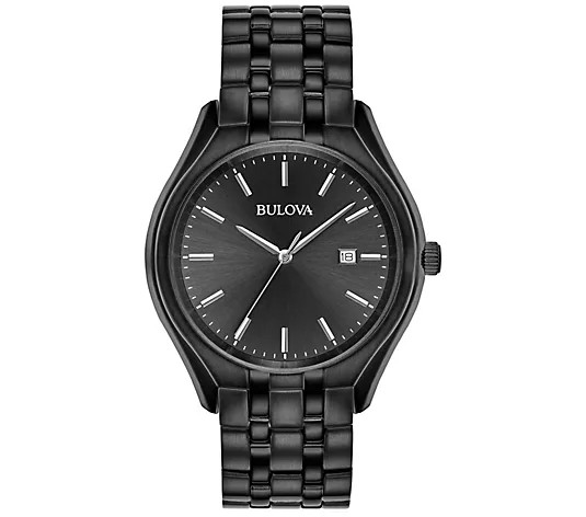 Bulova Men's Classic Black IP Stainless Steel Watch | QVC