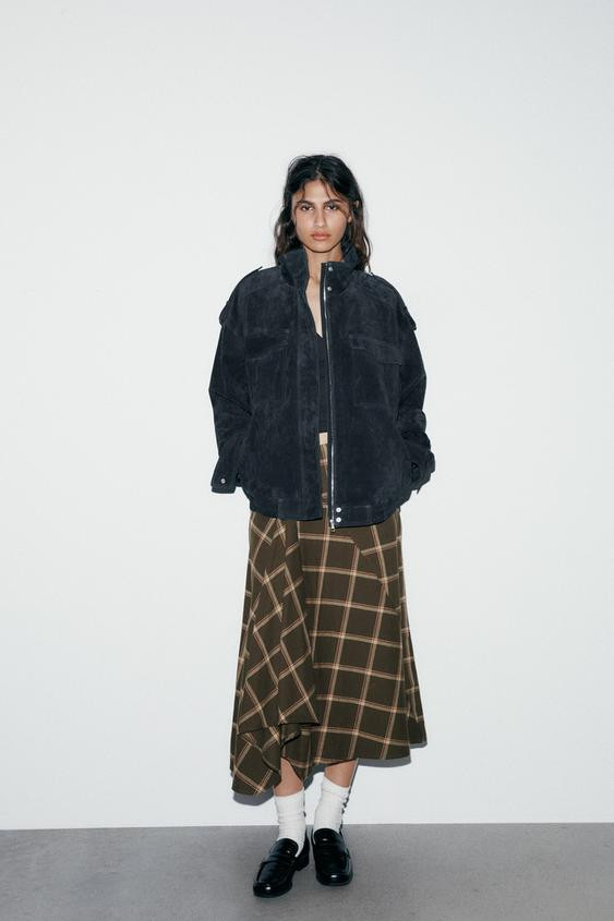 PLAID RUFFLED MIDI SKIRT | Zara US