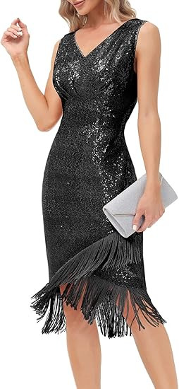 Belle Poque Women's Sequin Dress Simple 1920s Flapper Cocktail Party Dresses | Amazon (US)