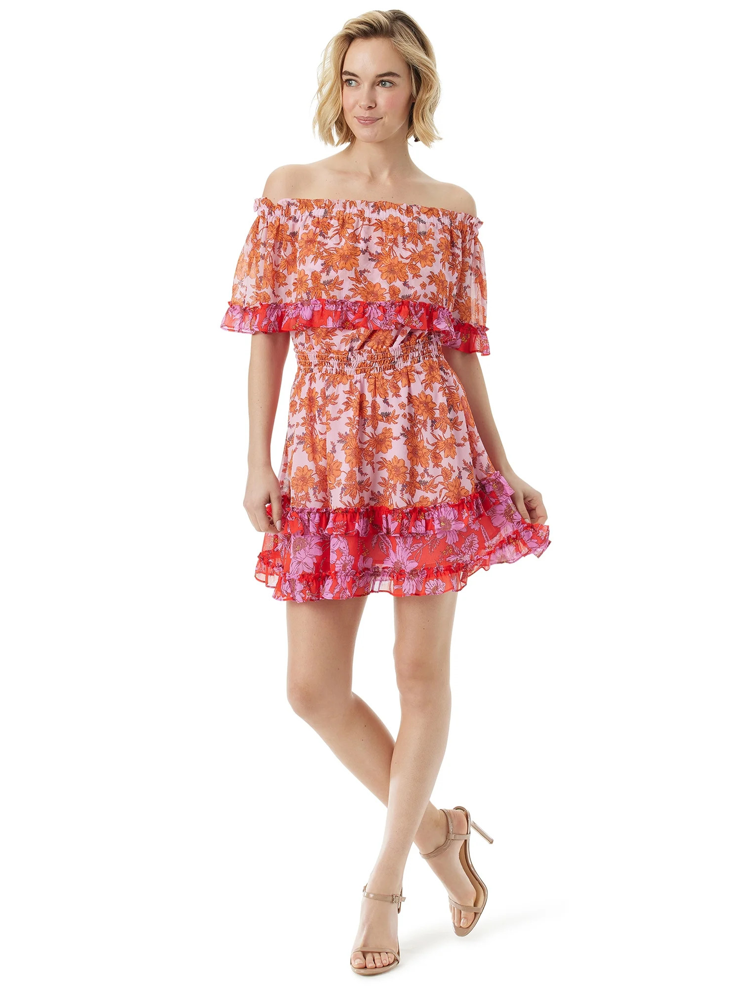 Jessica Simpson Women's and Women's Plus Amelia Ruffle Short Dress | Walmart (US)