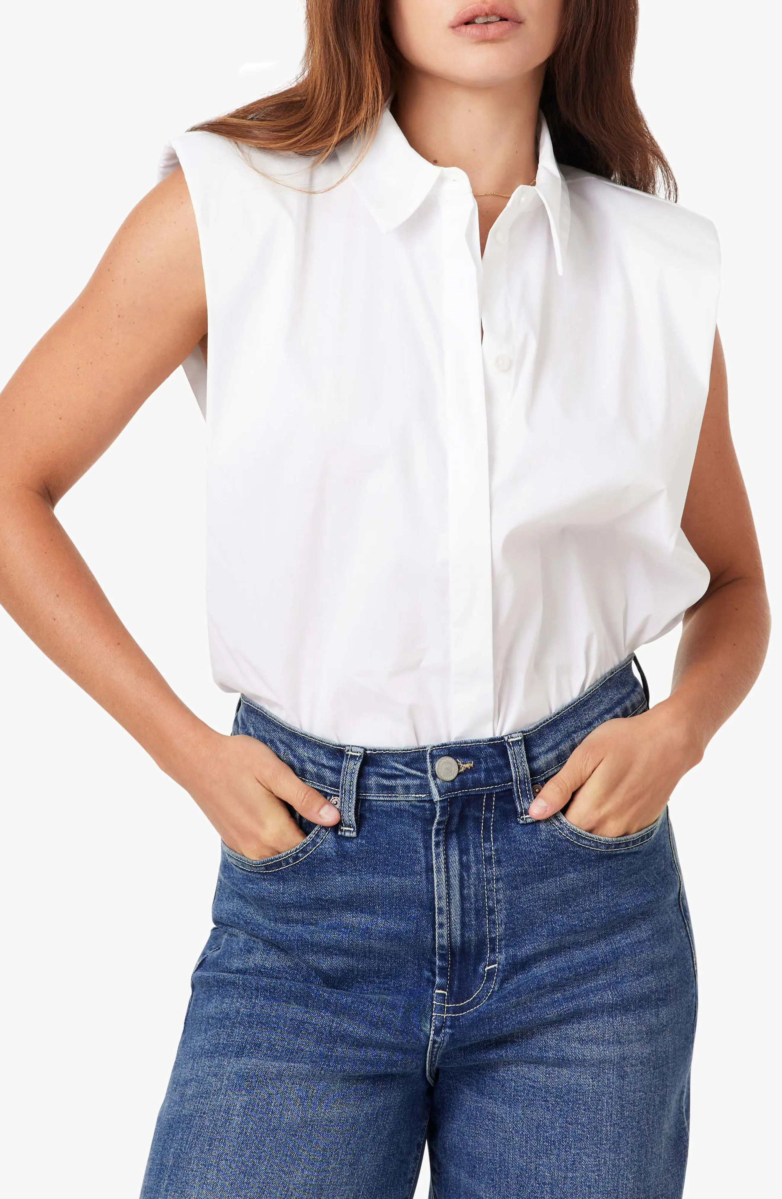 Shoulder Pad Sleeveless Shirt (Women) | Nordstrom | Nordstrom