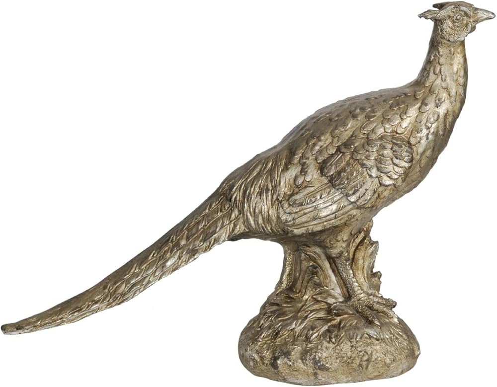 Benjara 20 Inch Bird Sculpture Decor, Perched Pheasant, Antique Gold Resin | Amazon (US)