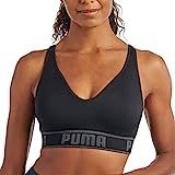PUMA Women's Seamless Sports Bra, Black/Grey, Large | Amazon (US)