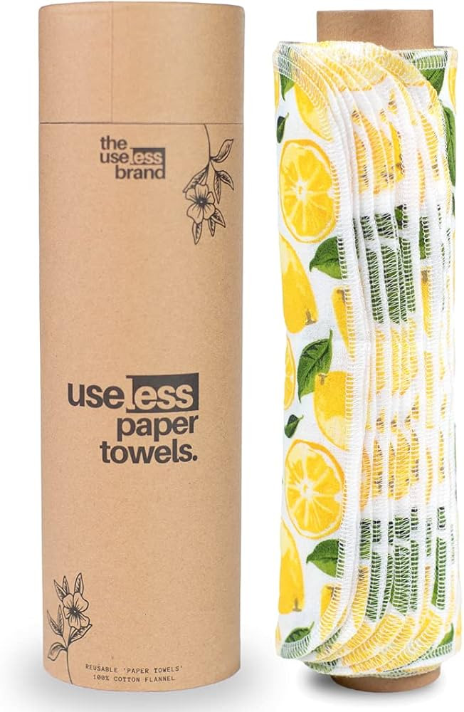 The Useless Brand Reusable Paper Towels Roll | Washable Cotton Flannel Towels w/Cardboard Roll | ... | Amazon (US)