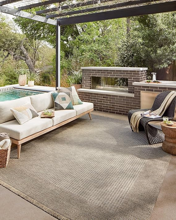 Loloi II Dawn Collection Indoor / Outdoor DAW-06 Russet 7'-8" x 10' Area Rug | Amazon (US)